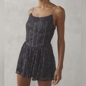 Urban Outfitters Kimchi Blue Black Lace Romper, Size Medium